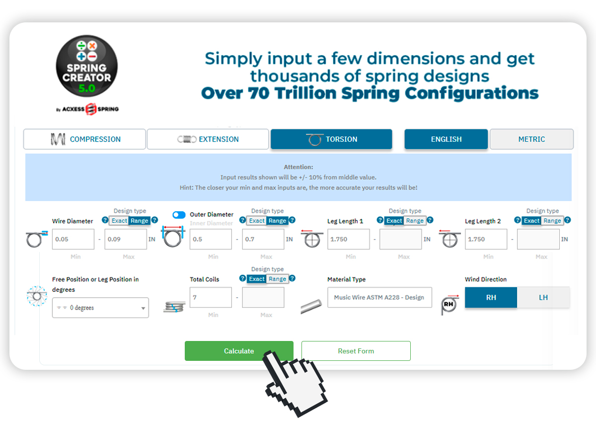 Spring Creator Input Section Torsion Spring Creator Input Section Torsion